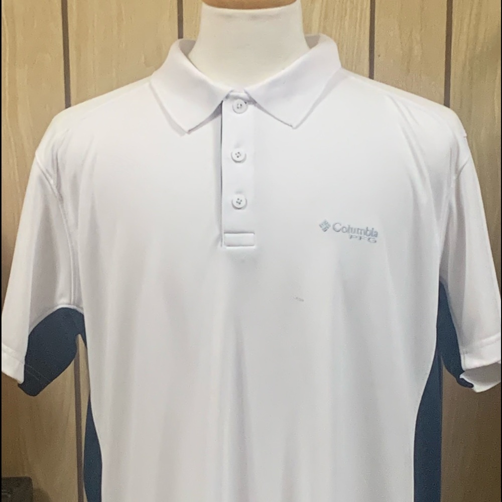 COLUMBIA PFG Omni Shade Sun Protection Short Sleeve Polo Shirt White XL